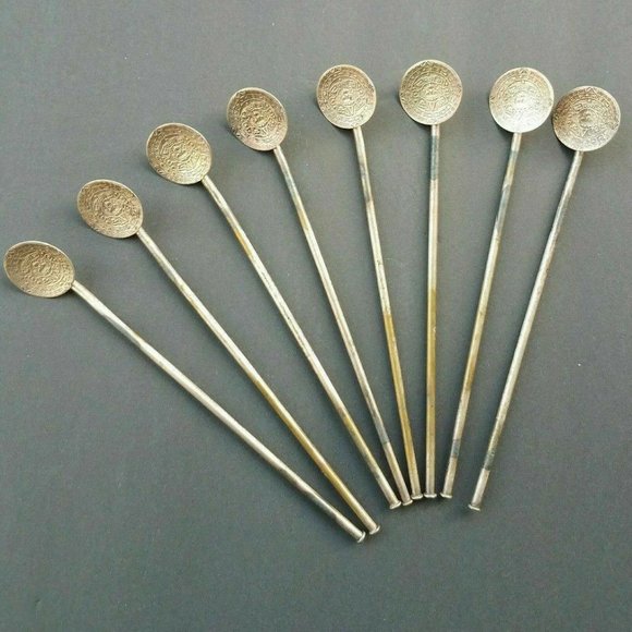Vintage Other - Mexican 925 silver mint julep iced tea straws